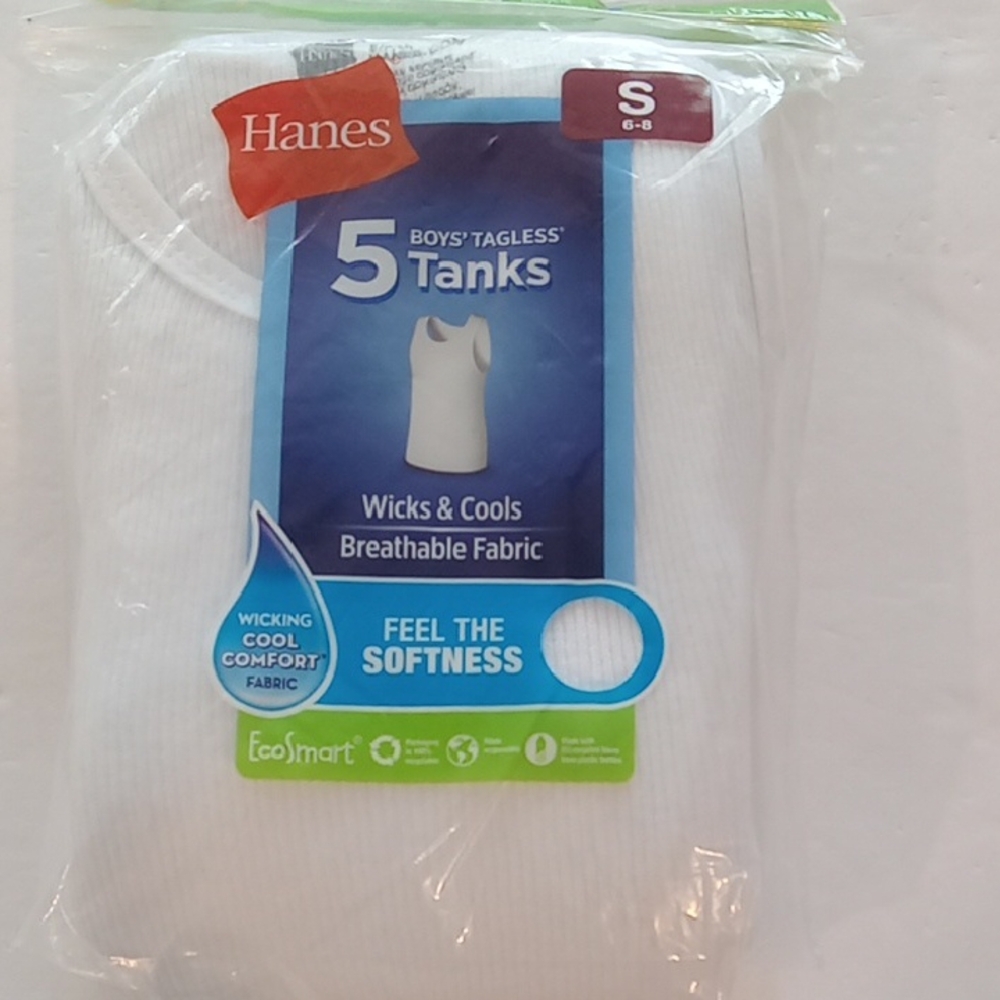 Hanes Boys White Tagless Tank Top Undershirts - 5 Pack